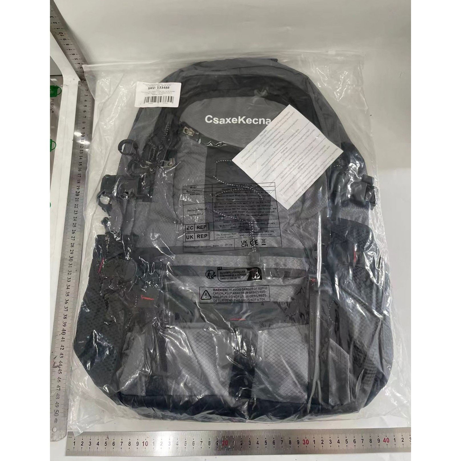 Rucsac Multifunctional de Alpinism, Flippy, Capacitate 36-55 L, de Calatorie, Impermeabil, Slot USB Incarcare Telefon, Bretele Reglabile, 52 x 34 x 19 cm, Gri [4]