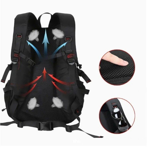 Rucsac Multifunctional de Alpinism, Flippy, Capacitate 36-55 L, de Calatorie, Impermeabil, Slot USB Incarcare Telefon, Bretele Reglabile, 52 x 34 x 19 cm, Negru [4]