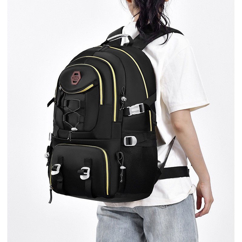 Rucsac Multifunctional pentru Calatorie, Flippy, pentru Alpinism, Voiaj, Drumetii, din Panza Oxford, 34x16x52 cm, Negru [3]