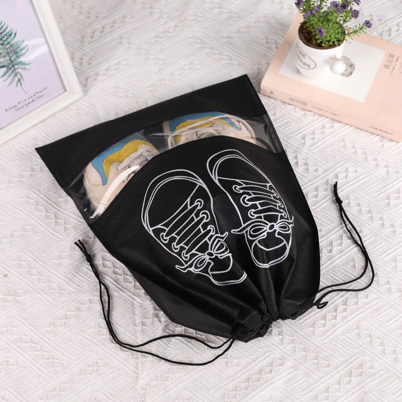 Produse ingrijire incaltaminte - Sac depozitare incaltaminte, pentru voiaj sau depozitare, rezistent la praf, compatibil cu masina de spalat, 27 x 36 cm, negru