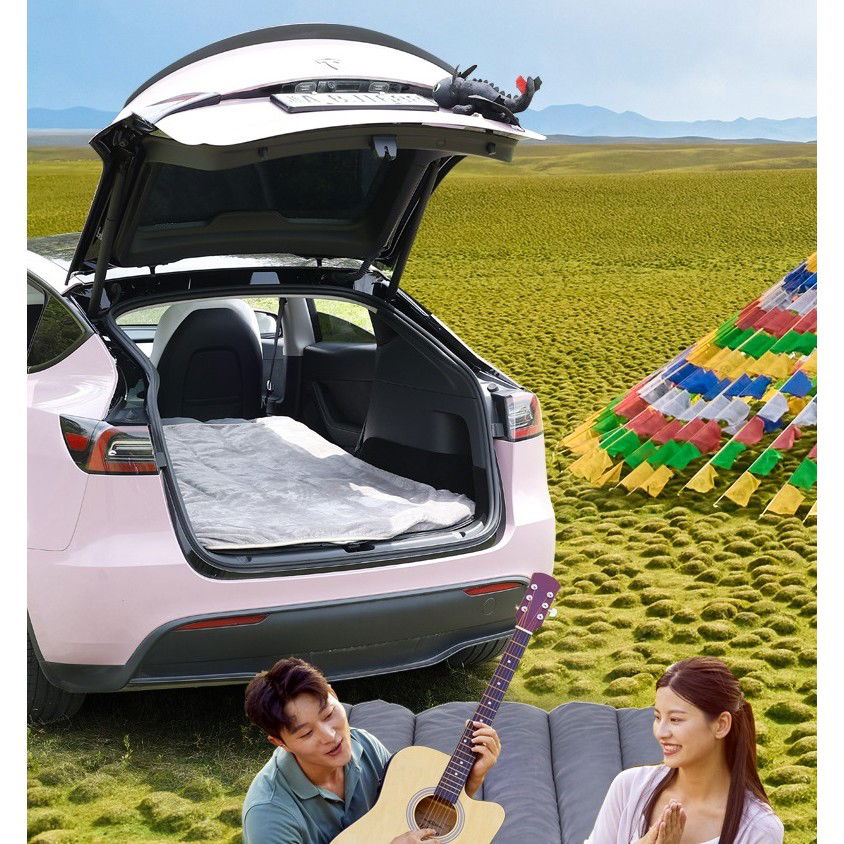 Saltea Speciala de Calatorie, Flippy, Tesla Model Y / 3, pentru Camping, Portbagaj, Spate, pentru Dormit in Aer Liber, Geanta si Perna Incluse, Gri [3]