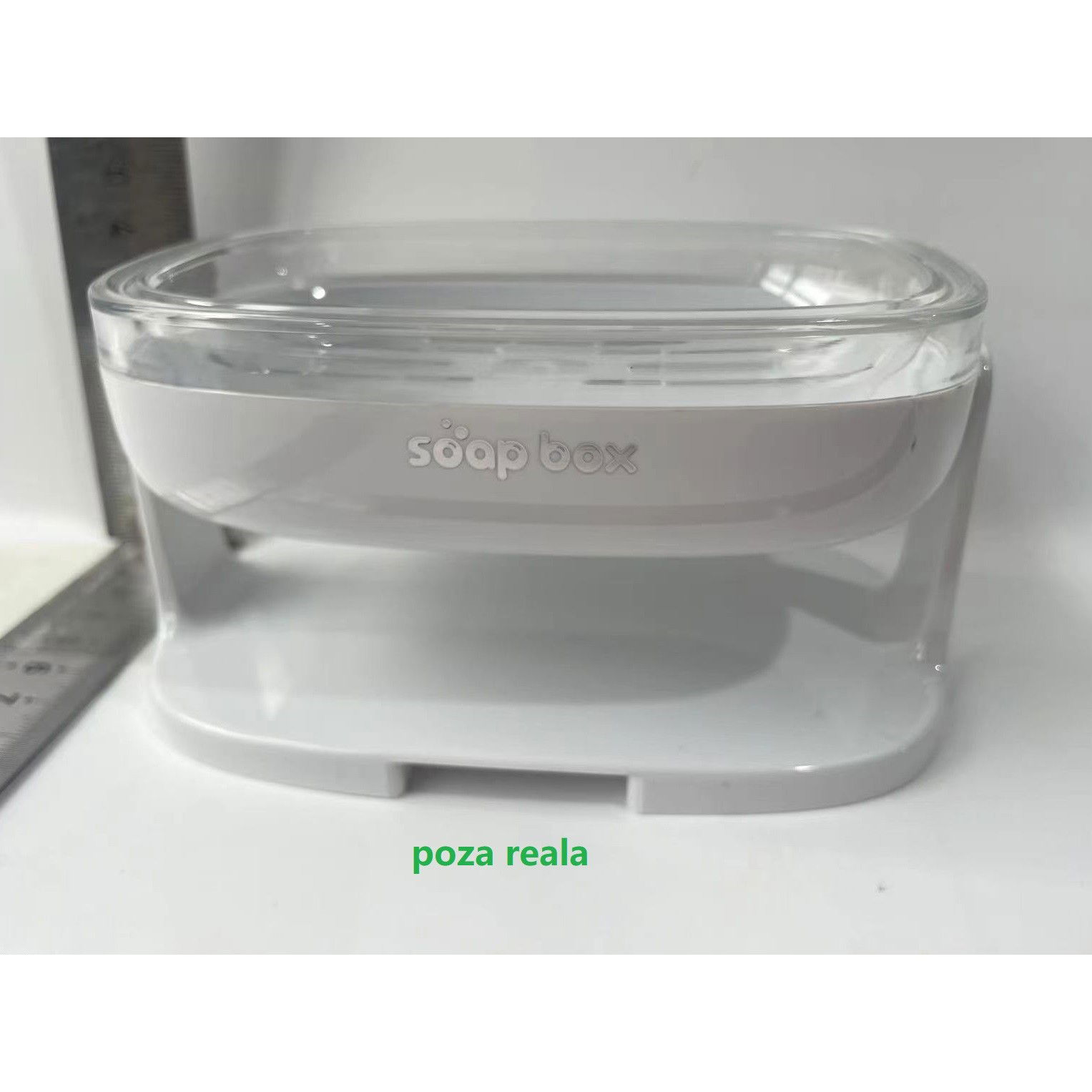 Articole pentru baie - Savoniera cu Suport 2 in 1, Flippy, Pentru Perete sau Blat, PET, Scurgere Optima, Alb