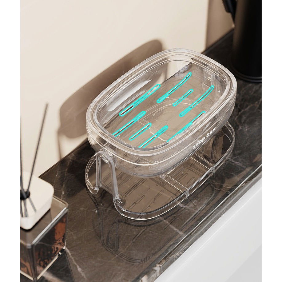 Savoniera cu Suport 2 in 1, Flippy, Pentru Perete sau Blat, PET, Scurgere Optima, Alb [4]