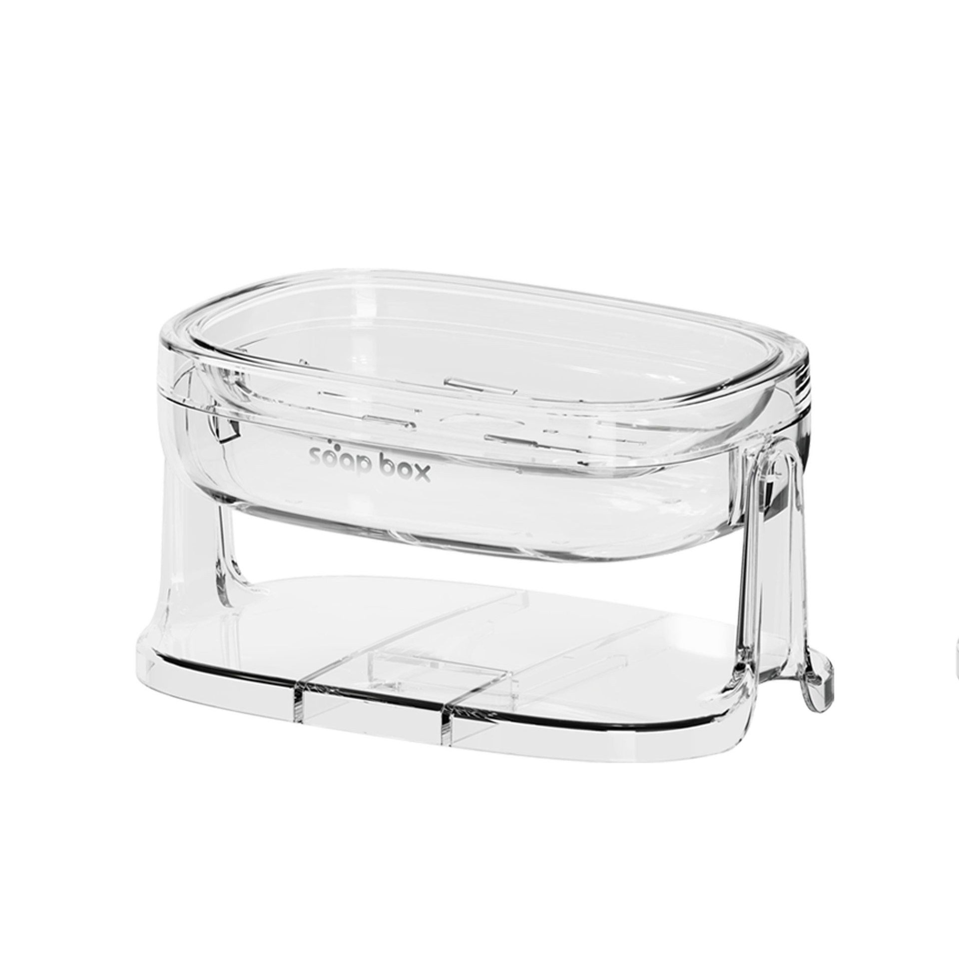 Savoniera cu Suport 2 in 1, Flippy, Pentru Perete sau Blat, PET, Scurgere Optima, Argintiu Transparent [5]