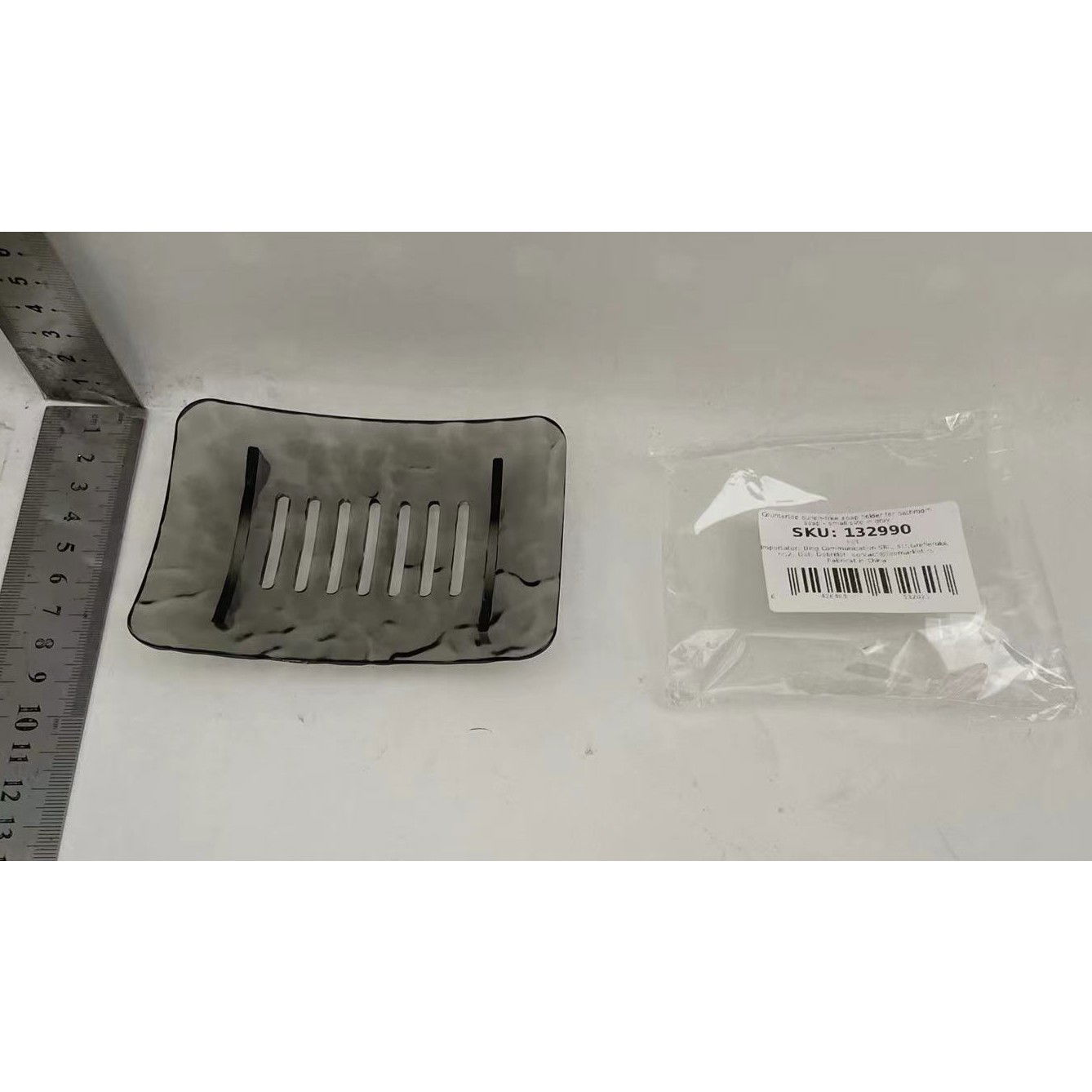 Savoniera din Plastic Flippy, 11 x 8 cm, cu Scurgere Apa, Design Modern, Gri [6]