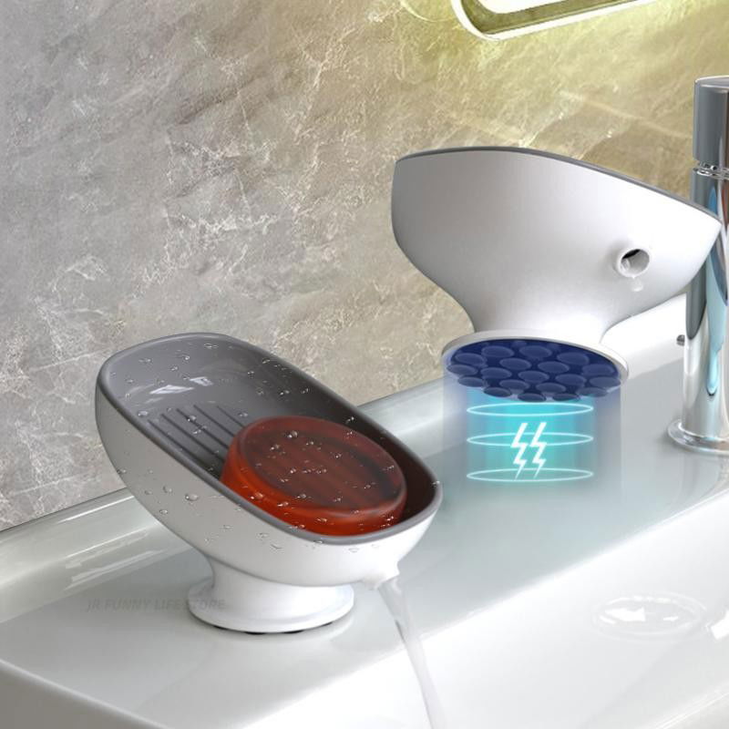 Savoniera din Plastic, Flippy, cu Ventuza, Design Modern, Gri [4]