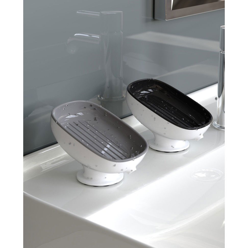 Savoniera din Plastic, Flippy, cu Ventuza, Design Modern, Gri [6]