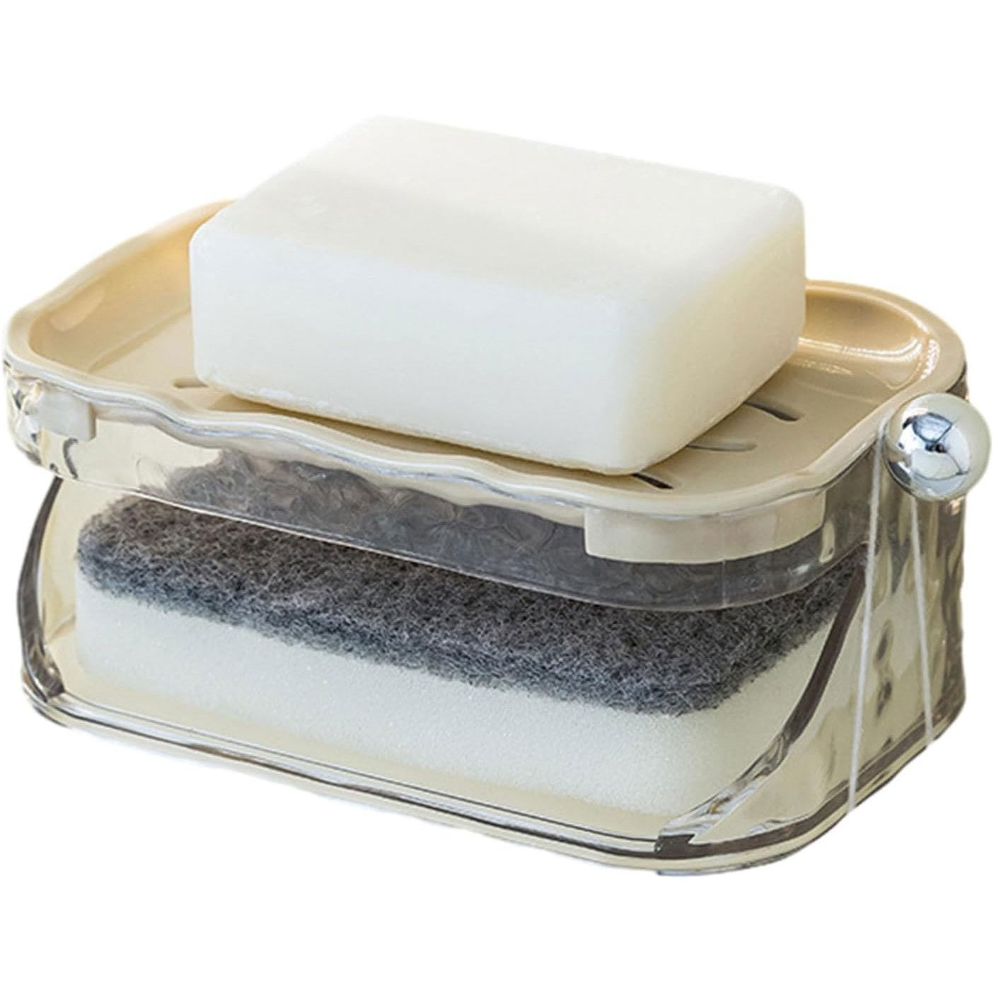 Articole pentru baie - Savoniera Dubla, Flippy, 2 Straturi, Instalare fara Perforare, Agatatoare Burete, 13.5 x 8.5 x 6 cm, Bej