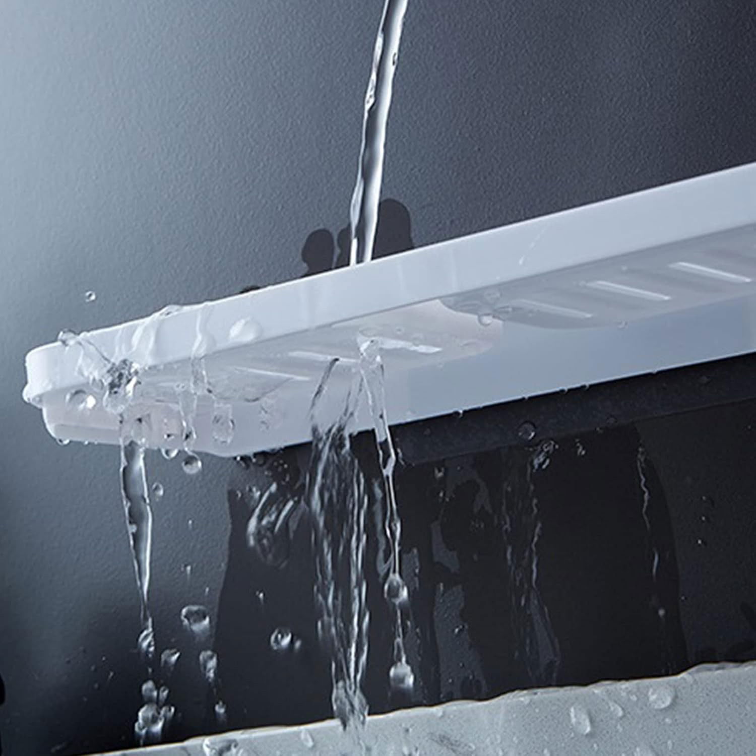 Savoniera Dubla, Flippy, de Perete, cu Compartiment de Scurgere, Montare prin Lipire, 26 x 8 x 4 cm, Alb/Gri [6]