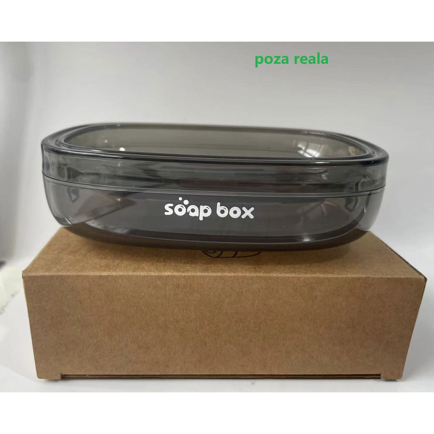 Articole pentru baie - Savoniera, Flippy, Pentru Blat, PET, Scurgere Optima, Gri Transparent