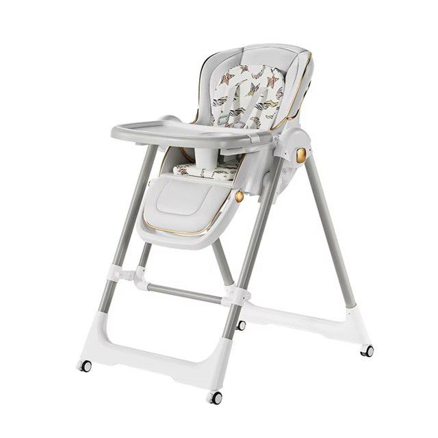 Scaun de Masa 2in1, Flippy, pentru Copii 6 luni - 4 Ani, Pliabil, cu Roti, Balansoar, Leagan, Reglabil, Tava de Masa Dubla, Centura in 5 Puncte, 96 x 56 x 76 cm, Gri [5]