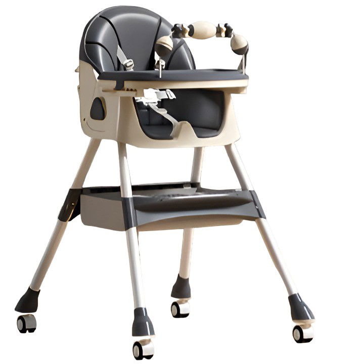 Scaune de masa bebe - Scaun de Masa pentru Bebelusi si Copii, Flippy, 2 Tavite cu Jucarii si Husa Detasabile, Multifuncțional, Stabil, Centura de Siguranta, Spatar Reglabil Moale, Balansoar, Cos de Depozitare, de la 6 Luni