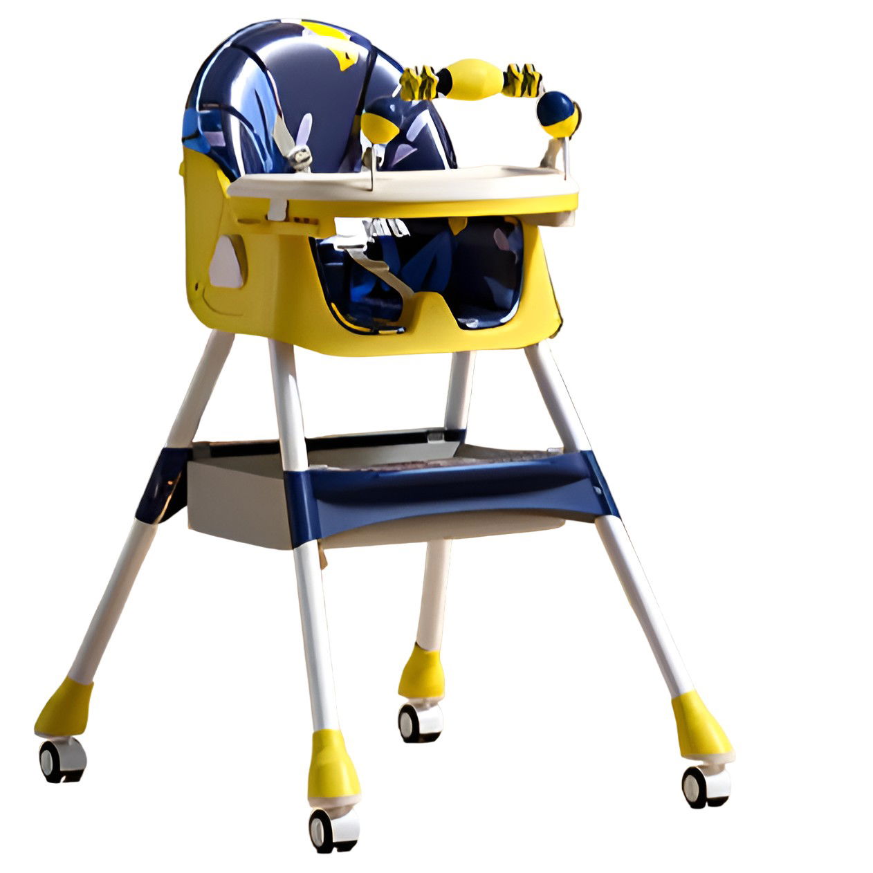 Scaune de masa bebe - Scaun de Masa pentru Bebelusi si Copii, Flippy, 2 Tavite cu Jucarii si Husa Detasabile, Multifuncțional, Stabil, Centura de Siguranta, Spatar Reglabil Moale, Balansoar, Cos de Depozitare, de la 6 Luni