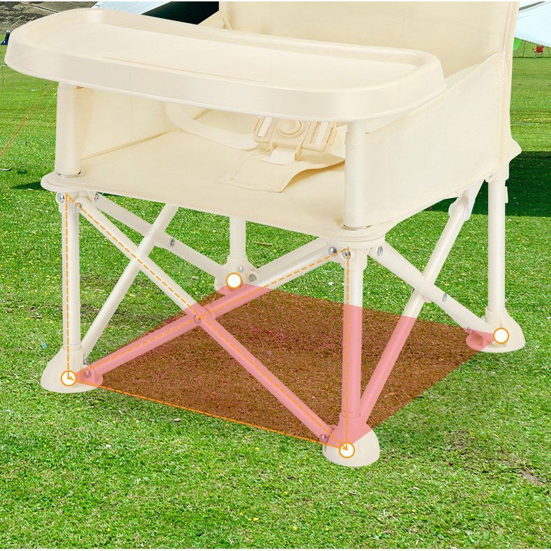 Scaun de Masa pentru Bebelusi si Copii, Flippy, Tavita si Husa Detasabile, Multifuncțional, Stabil, Centura de Siguranta, Cos de Depozitare, Bej, cu Umbrela Verde, de la 6 Luni [4]