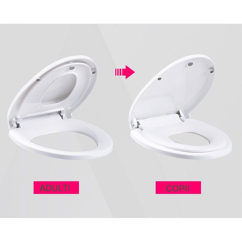 Capac de Toaleta cu Reductie 2 in 1, Flippy, pentru Copii si Adulti, Coborare Lenta si Silentioasa, Instalare Usoara, din PP5 , in Forma de U Patrat, Alb [4]