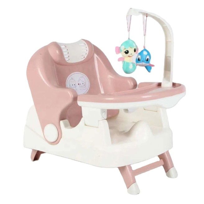 Scaune de masa bebe - Scaun pentru Copii 2 in 1, Flippy, pentru Servit Masa si pentru Baie, Multifunctional, Pliabil, Portabil, din Plastic, Spatar Reglabil, 58 x 39 cm, Roz