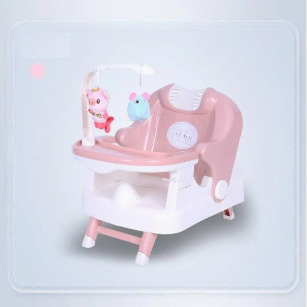 Scaune de masa bebe - Scaun pentru Copii 2 in 1, Flippy, pentru Servit Masa si pentru Baie, Multifunctional, Pliabil, Portabil, din Plastic, Spatar Reglabil, 58 x 39 cm, Roz