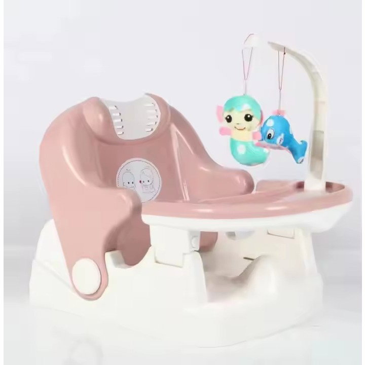 Scaun pentru Copii 2 in 1, Flippy, pentru Servit Masa si pentru Baie, Multifunctional, Pliabil, Portabil, din Plastic, Spatar Reglabil, 58 x 39 cm, Roz [4]