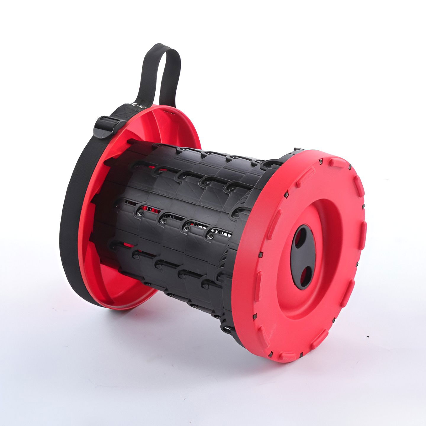 Pentru casa - Scaun Telescopic Pliabil pentru Camping si Pescuit, Flippy, Portabil, Universal, Sustine 150 kg, ABS, Diametru 25 cm, Extensibil, Inaltime 45 cm, Rosu-Negru