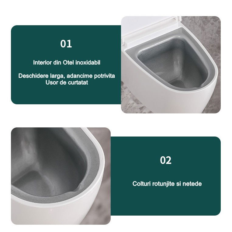 Scrumiera creativa Flippy, Forma de Toaleta, Capac Alb , Material ABS si Otel Inoxidabil, 12.5 x 9.8 x 8.4 cm, Fixare prin Lipire sau De Sine Statator, pentru Baie, Camera, Bucatarie, Balcon, Alb [8]