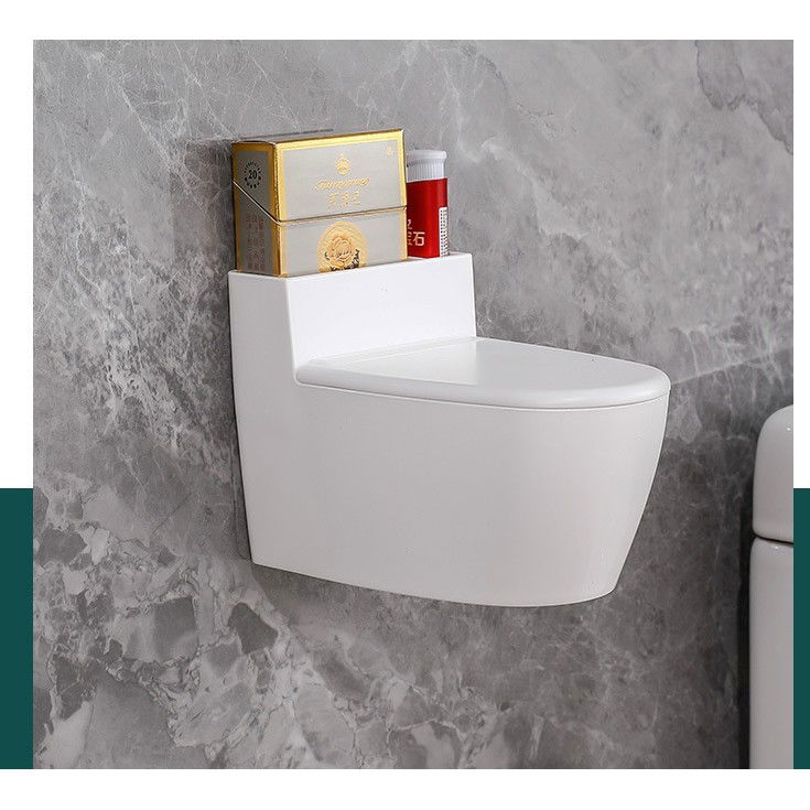 Scrumiera creativa Flippy, Forma de Toaleta, Capac Alb , Material ABS si Otel Inoxidabil, 12.5 x 9.8 x 8.4 cm, Fixare prin Lipire sau De Sine Statator, pentru Baie, Camera, Bucatarie, Balcon, Alb [4]