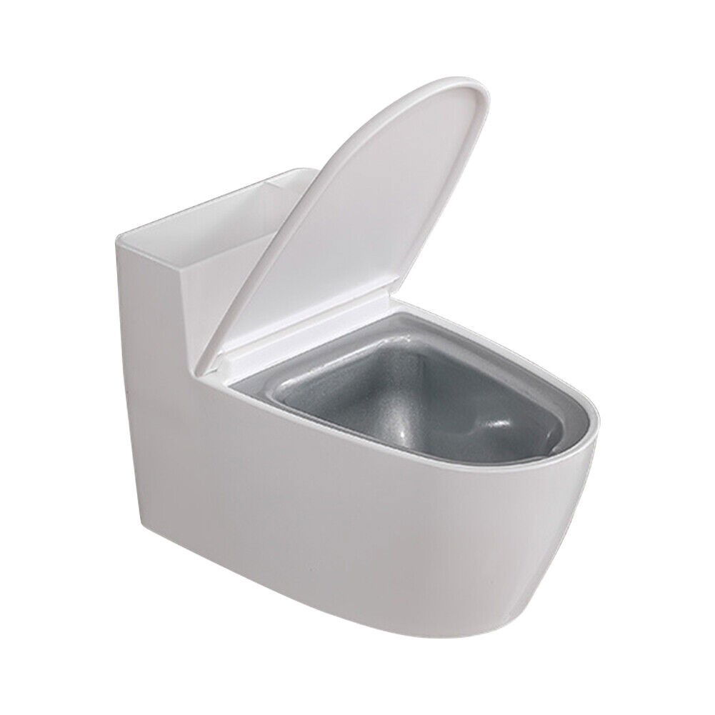 Articole pentru baie - Scrumiera creativa Flippy, Forma de Toaleta, Capac Alb , Material ABS si Otel Inoxidabil, 12.5 x 9.8 x 8.4 cm, Fixare prin Lipire sau De Sine Statator, pentru Baie, Camera, Bucatarie, Balcon, Alb