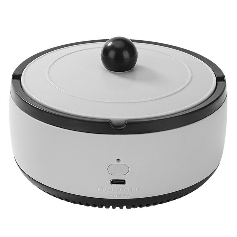 Pentru casa - Scrumiera Multifunctionala cu Absorbtie, Flippy, Incarcare USB, cu Purificator de Aer, Scrumiera cu Absorbtie Fum, 14,5 x 14 x 7,5 cm, Gri