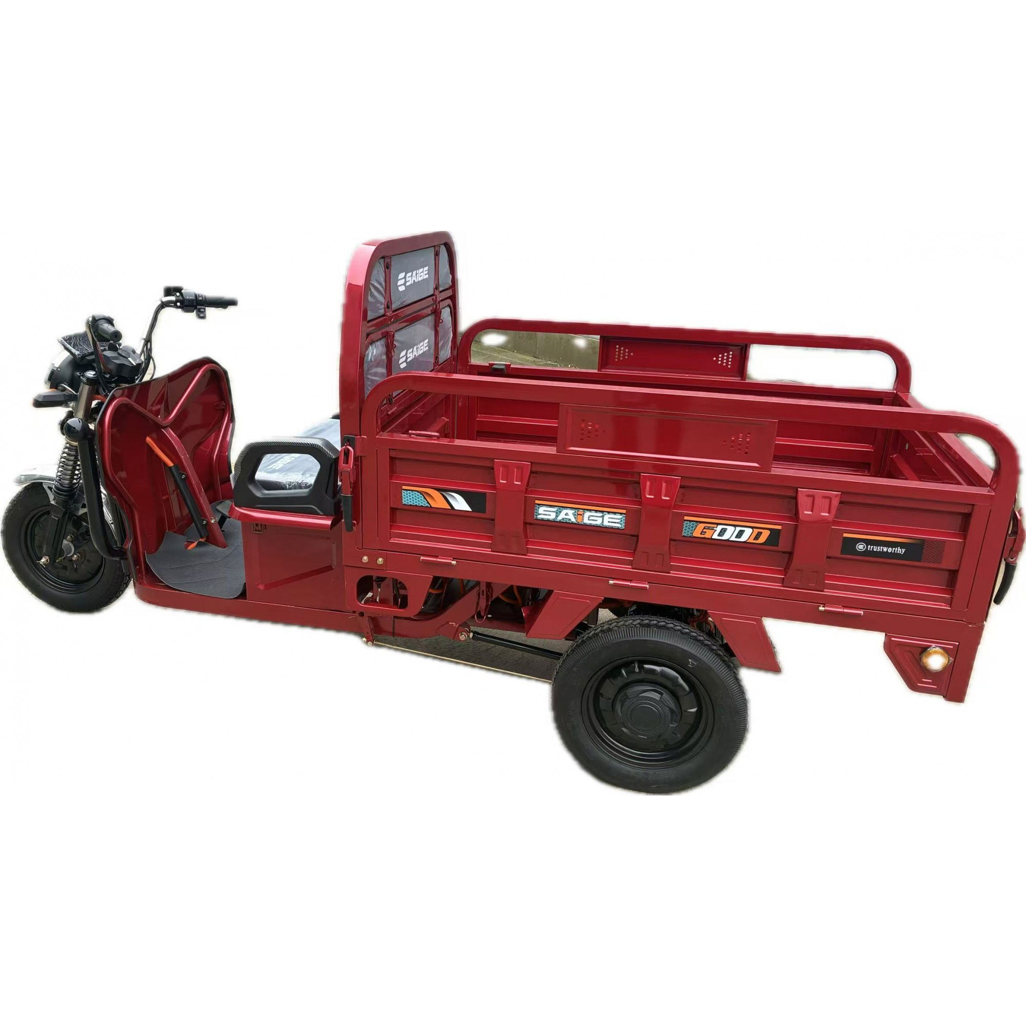 Triciclu Electic de Marfa Chuanqi, Saige, Fara Permis, Motor 1600W, Baterie 72V32Ah, Autonomie 60km, 250x88x115 cm, Viteza Maxima 25km/h, Rosu [4]