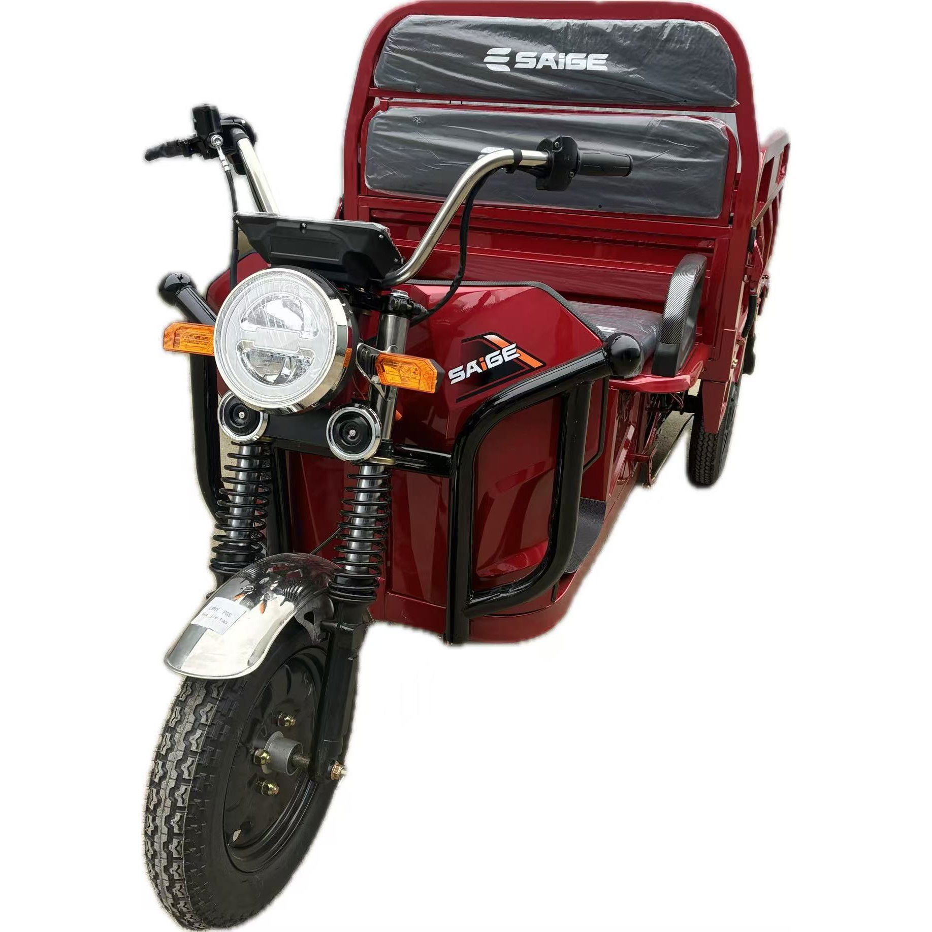 Triciclu Electic de Marfa Chuanqi, Saige, Fara Permis, Motor 1600W, Baterie 72V32Ah, Autonomie 60km, 250x88x115 cm, Viteza Maxima 25km/h, Rosu [9]