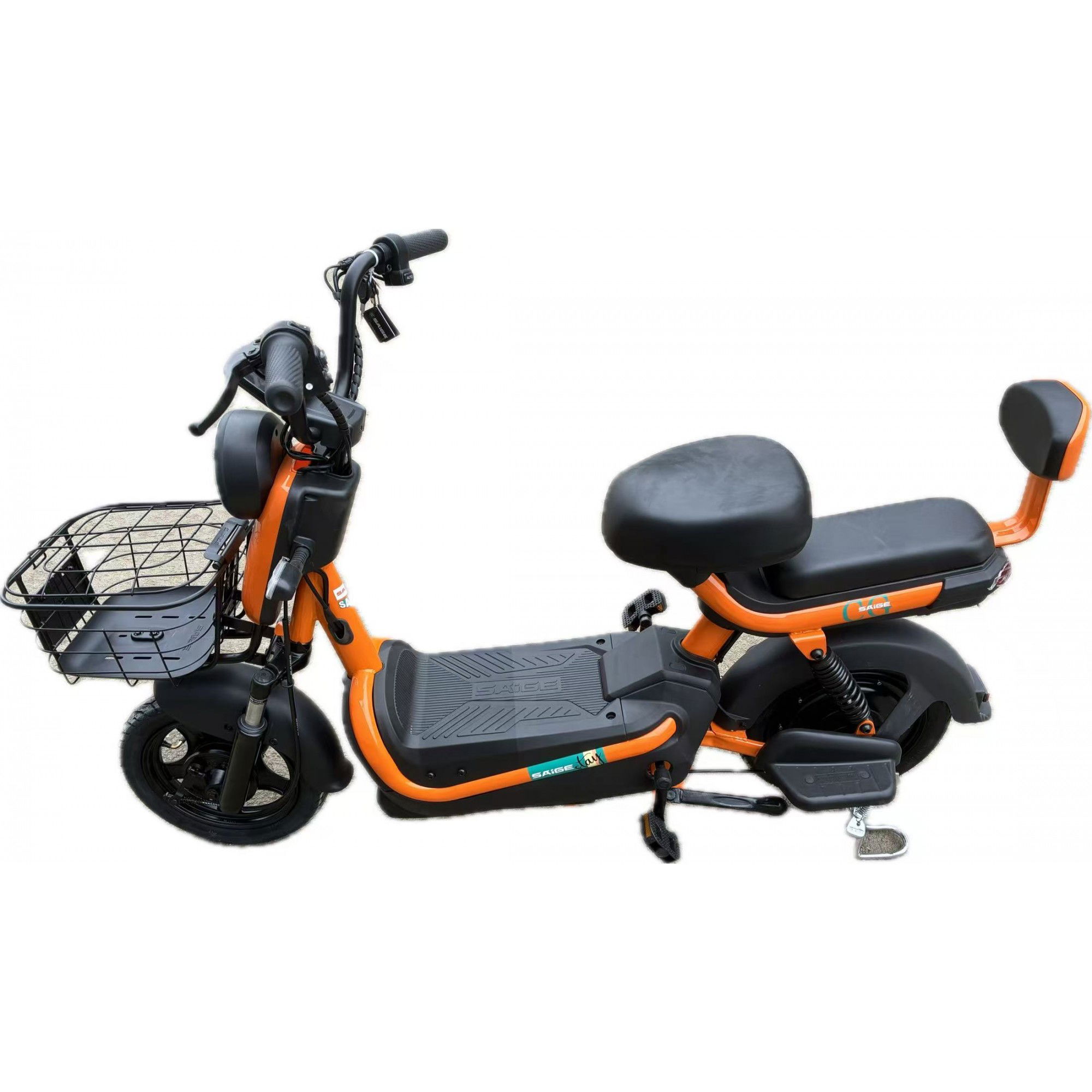 Scutere si Tricicluri Electrice - Scuter Electric KG, Saige, Fara Permis, Motor 500W, Baterie 48V20Ah, Autonomie 60km, 153x40x85 cm, Viteza Maxima 25km/h, Portocaliu