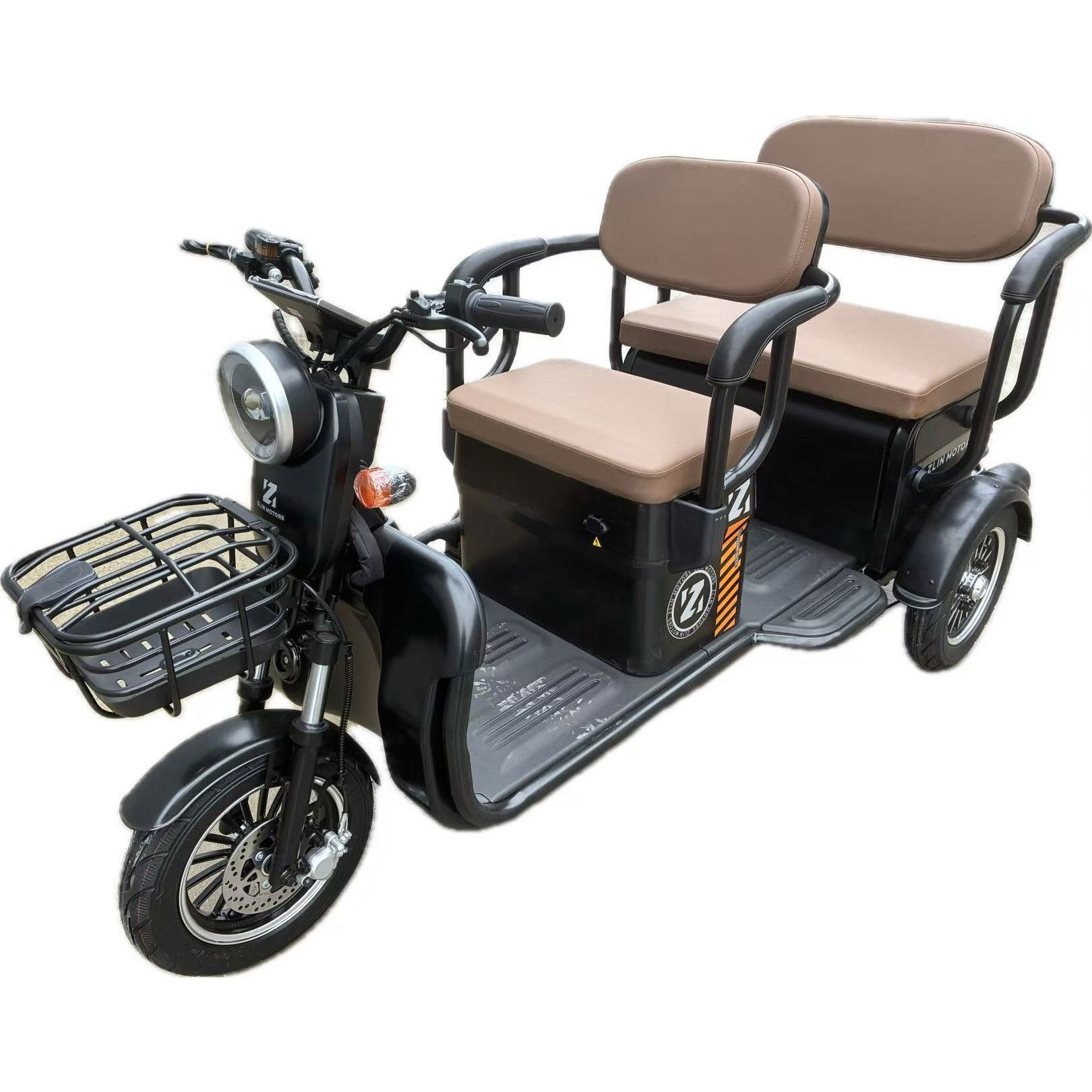 Scutere si Tricicluri Electrice - Triciclu Electric V6, Saige, Fara Permis, cu Doua Locuri, Motor 1800W, Baterie 72V24Ah, Autonomie 60km, 220x88x105 cm, Viteza Maxima 25km/h, Negru OldStyle