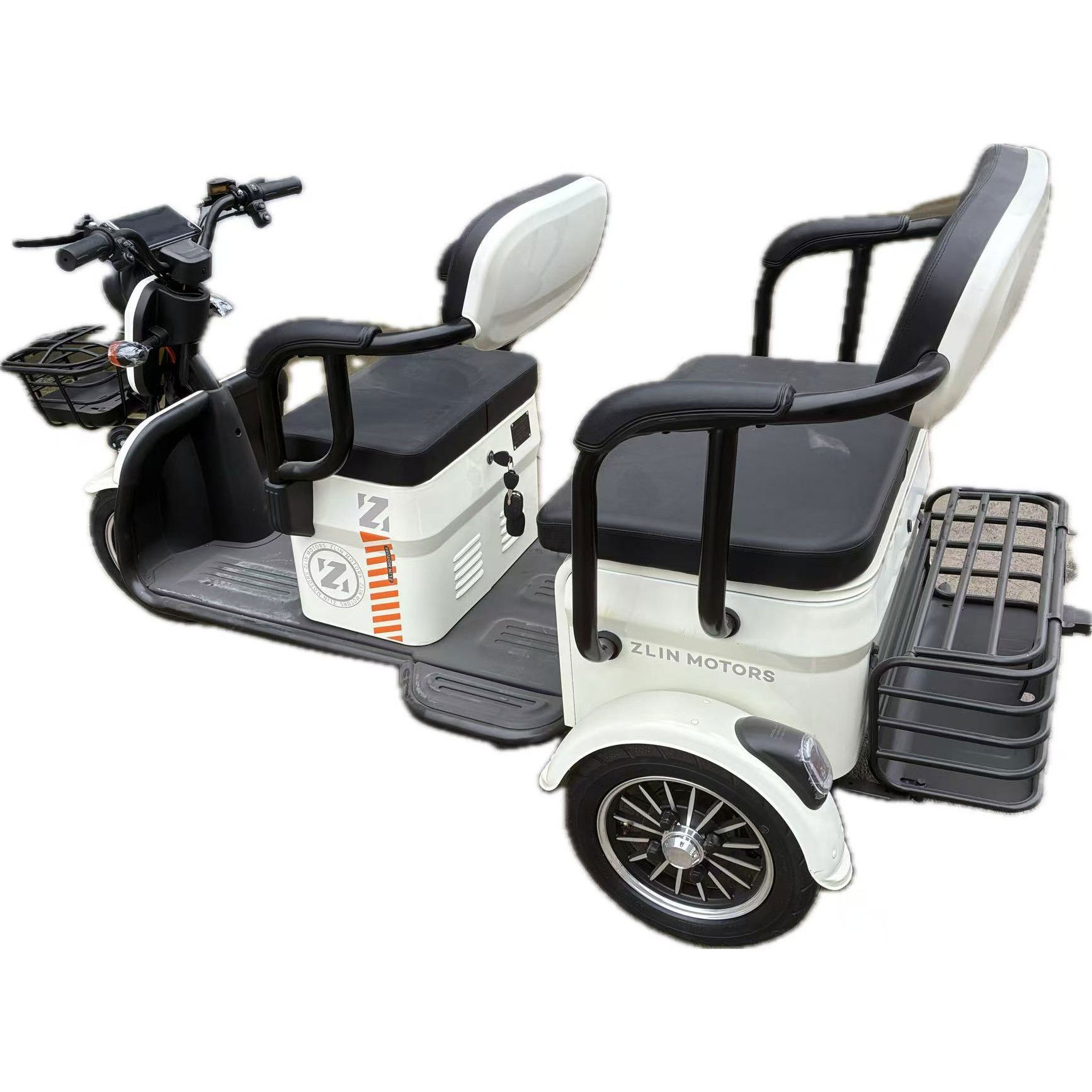 Triciclu Electric V6, Saige, Fara Permis, cu Doua Locuri, Motor 1800W, Baterie 72V24Ah, Autonomie 60km, 220x88x105 cm, Viteza Maxima 25km/h, Alb [4]