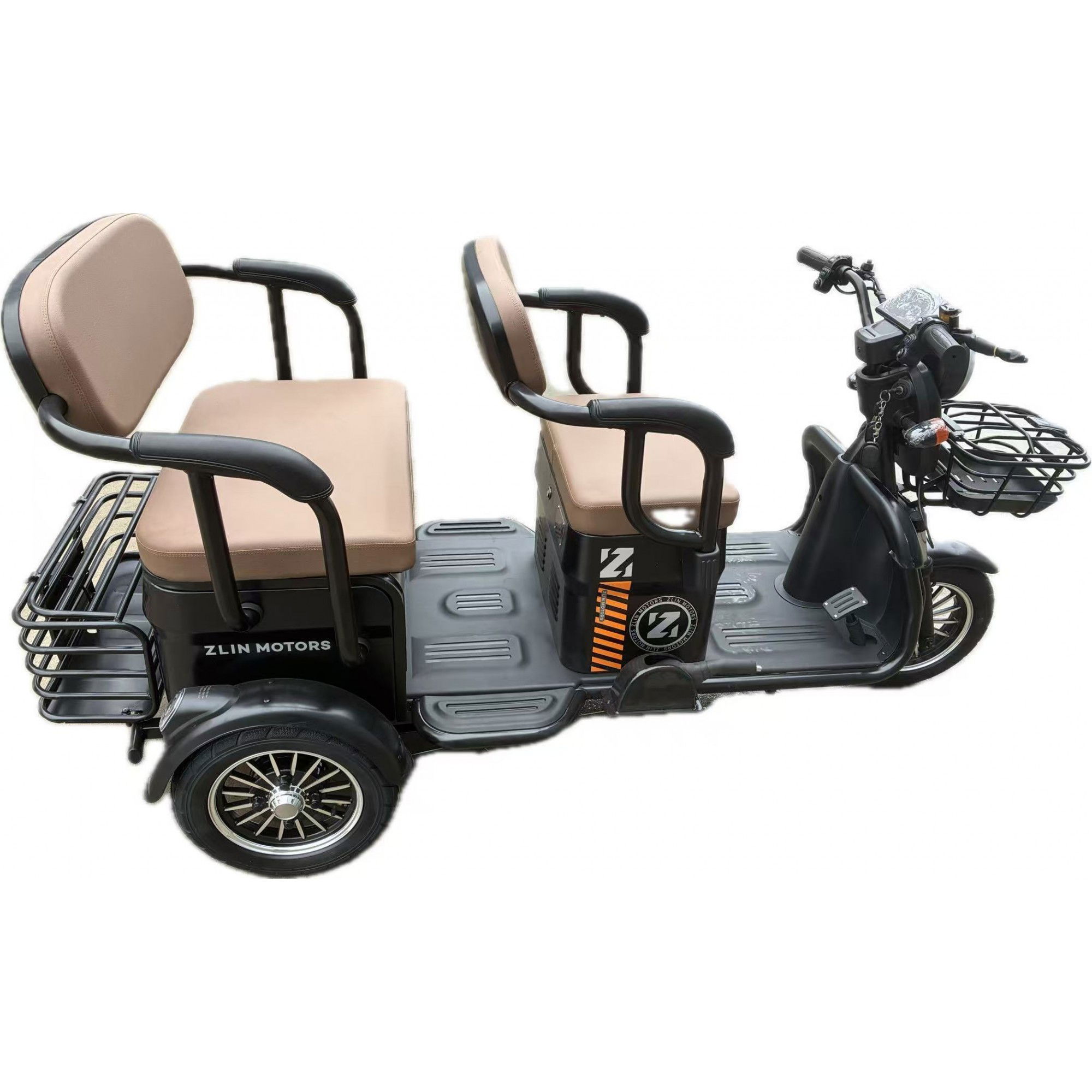 Scutere si Tricicluri Electrice - Triciclu Electric V6, Saige, Fara Permis, cu Doua Locuri, Motor 1800W, Baterie 72V24Ah, Autonomie 60km, 220x88x105 cm, Viteza Maxima 25km/h, Negru OldStyle