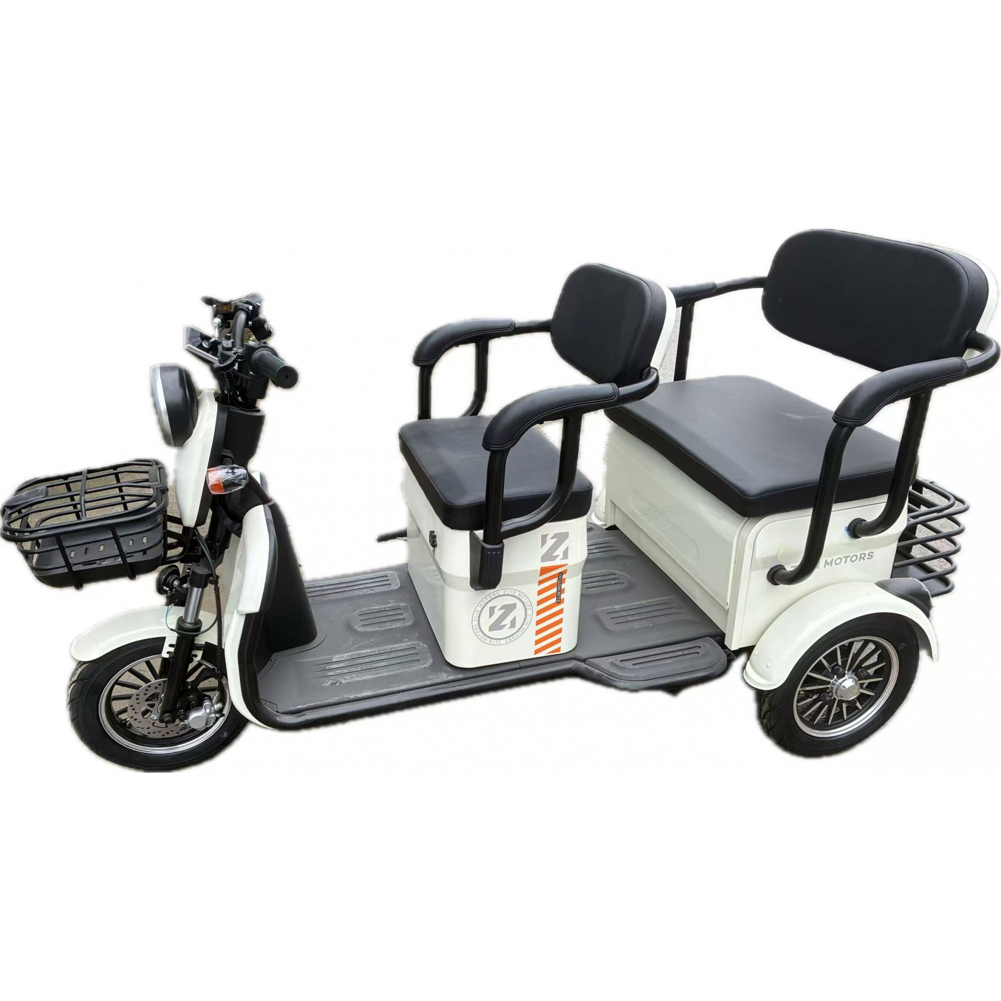 Triciclu Electric V6, Saige, Fara Permis, cu Doua Locuri, Motor 1800W, Baterie 72V24Ah, Autonomie 60km, 220x88x105 cm, Viteza Maxima 25km/h, Alb [6]