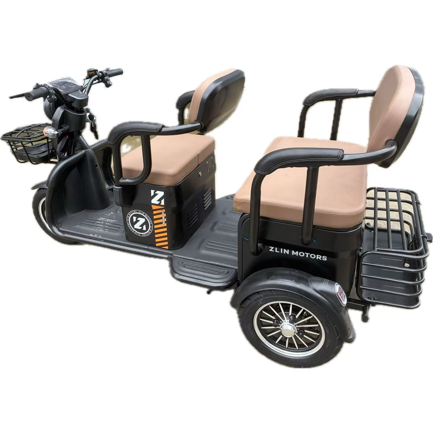 Triciclu Electric V6, Saige, Fara Permis, cu Doua Locuri, Motor 1800W, Baterie 72V24Ah, Autonomie 60km, 220x88x105 cm, Viteza Maxima 25km/h, Negru OldStyle [6]