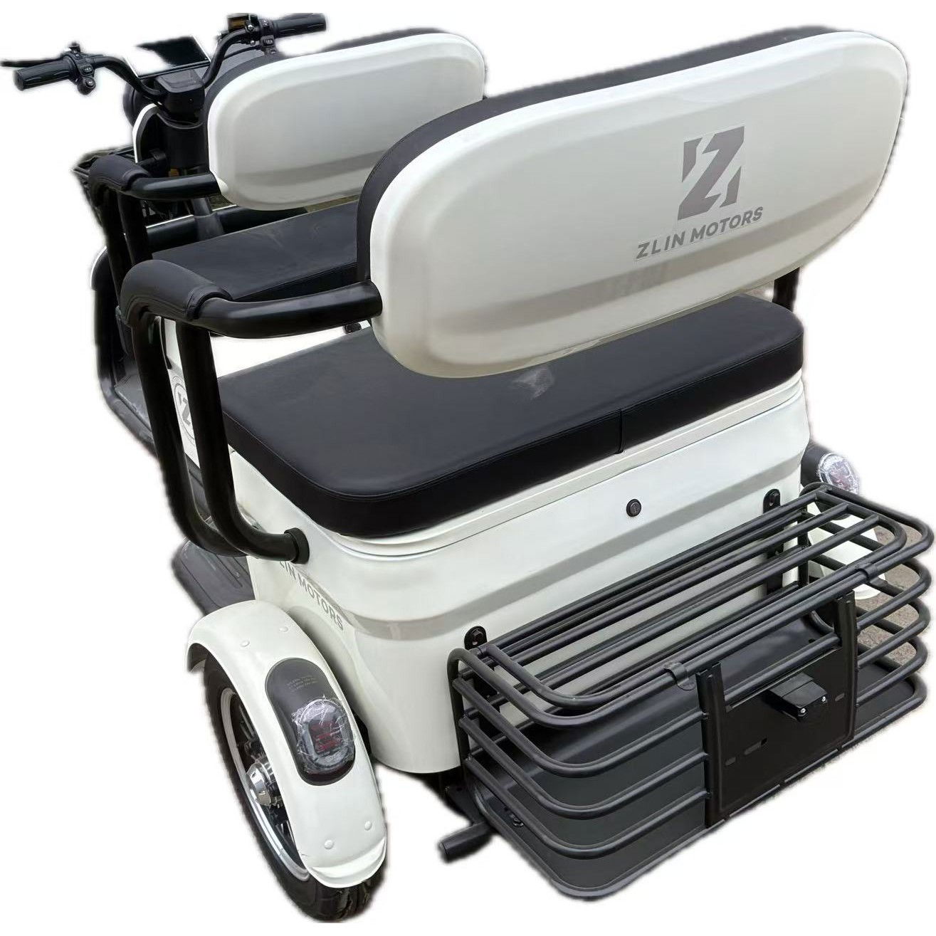 Triciclu Electric V6, Saige, Fara Permis, cu Doua Locuri, Motor 1800W, Baterie 72V24Ah, Autonomie 60km, 220x88x105 cm, Viteza Maxima 25km/h, Alb [5]