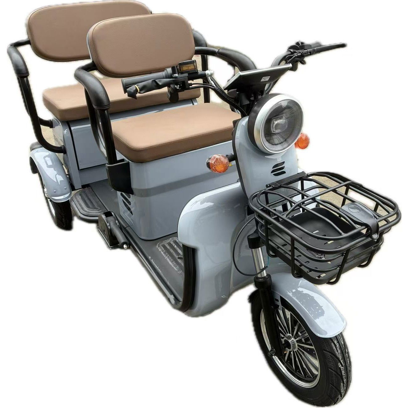 Scutere si Tricicluri Electrice - Triciclu Electric V6, Saige, Fara Permis, cu Doua Locuri, Motor 1800W, Baterie 72V24Ah, Autonomie 60km, 220x88x105 cm, Viteza Maxima 25km/h, Gri