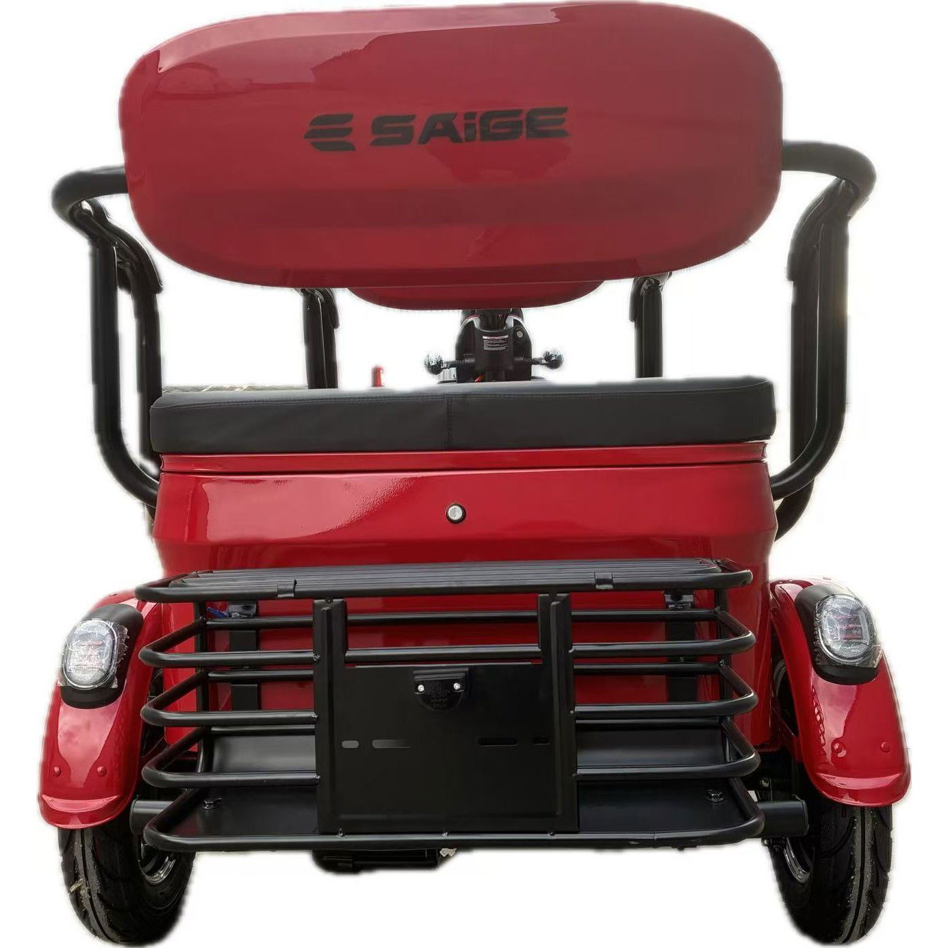 Triciclu Electric V6, Saige, Fara Permis, cu Doua Locuri, Motor 1800W, Baterie 72V24Ah, Autonomie 60km, 220x88x105 cm, Viteza Maxima 25km/h, Rosu [15]