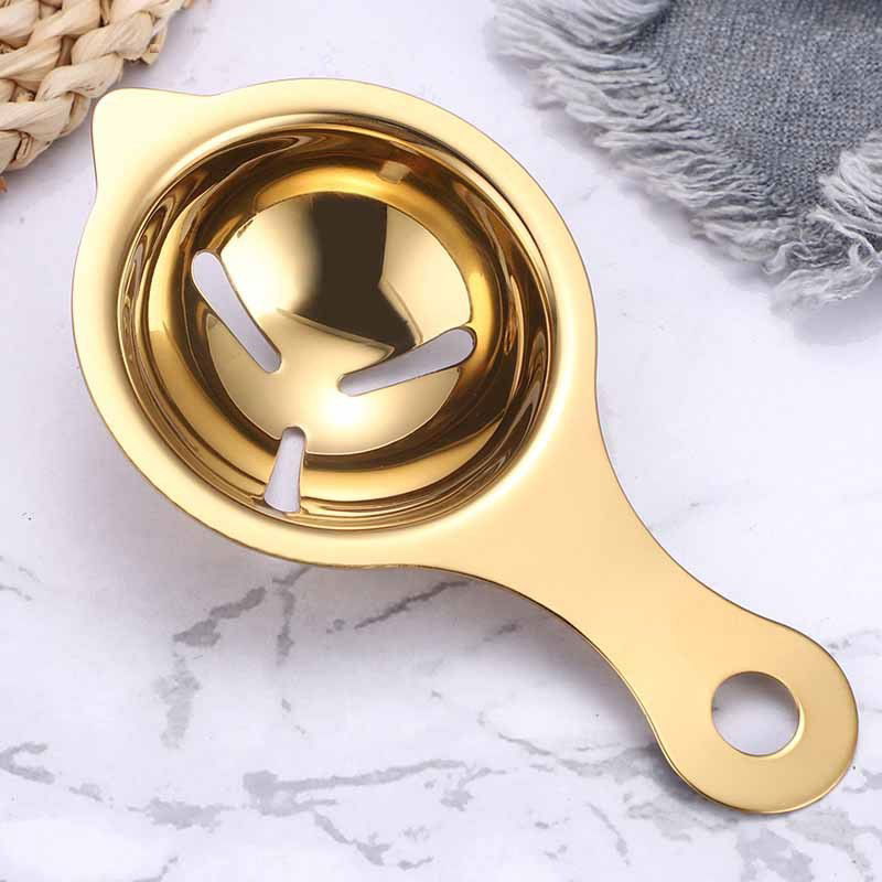 Ustensile pentru Bucătărie - Separator de oua, separa albusul de galbenus, inox, usor de folosit, 14x7.5 cm, auriu