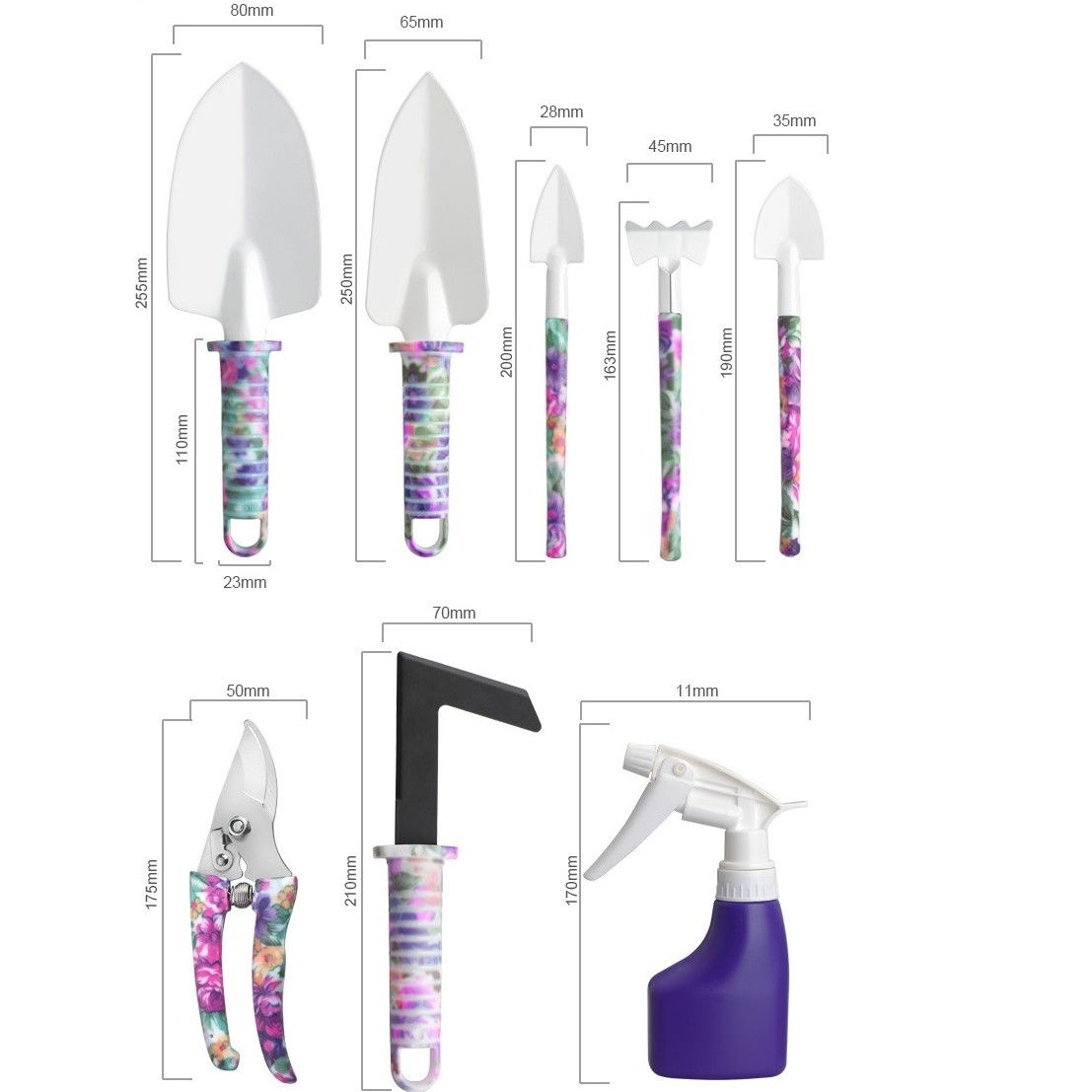 Set 10 accesorii pentru gradinarit Flippy, geanta depozitare inclusa, otel inoxidabil, 37 x 28 cm, mov [6]