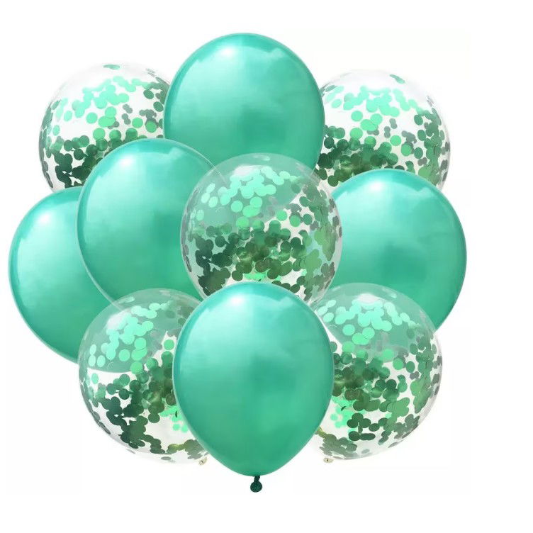 Set 10 Baloane din Latex, Flippy, Model Party Confetti, 5 x Confetti, 5 x Turcoaz, 25 cm, 2.2g [6]