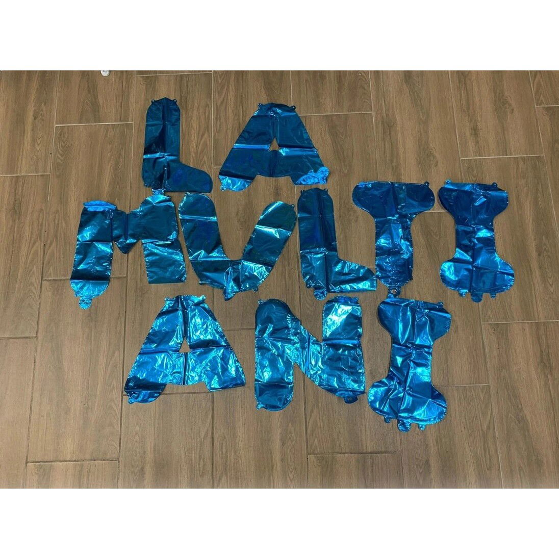 Set 10 Baloane din Folie Metalizata, Flippy, Figurine Litere, Model La multi ani, Tema Aniversare, 40 cm, Ambalaj Individual, Pai Inclus, Umflare cu Aer sau Heliu, Albastru [4]