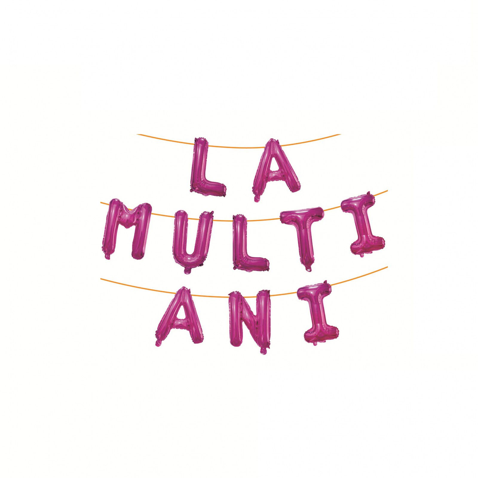 Seturi Baloane Folie - Set 10 Baloane din Folie Metalizata, Flippy, Figurine Litere, Model La multi ani, Tema Aniversare, 40 cm, Ambalaj Individual, Pai Inclus, Umflare cu Aer sau Heliu, Roz