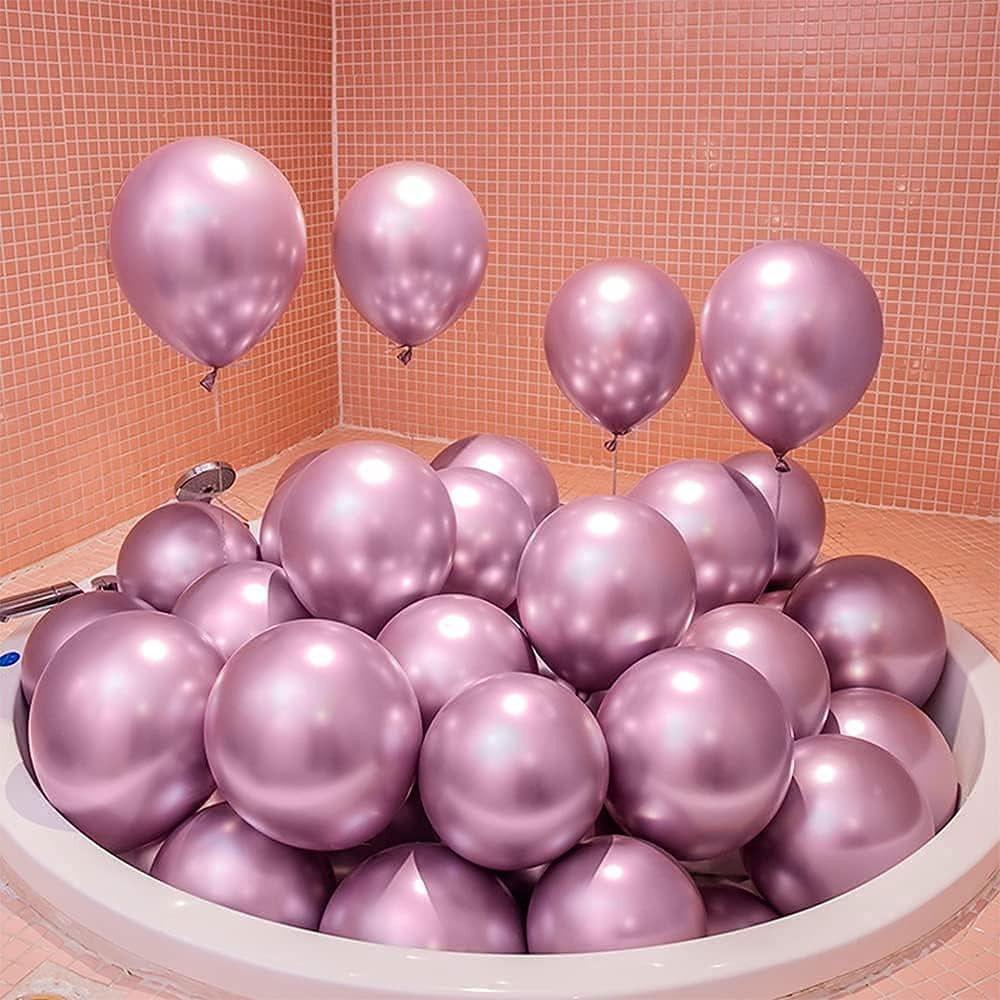 Set 10 Baloane din Latex Chrome, Flippy, Model Party, 23 cm, Mov, 2.2 g [5]