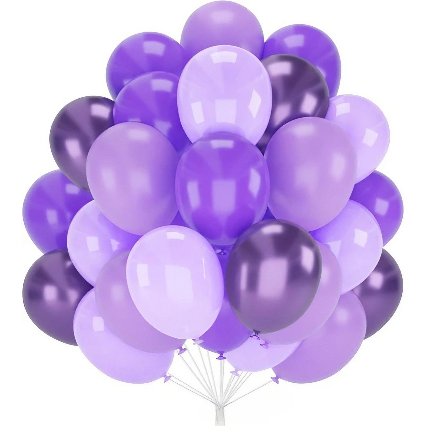 Petrecere - Set 10 Baloane din Latex Chrome, Flippy, Model Party, 23 cm, Diferite Nuante Mov, 2.2 g