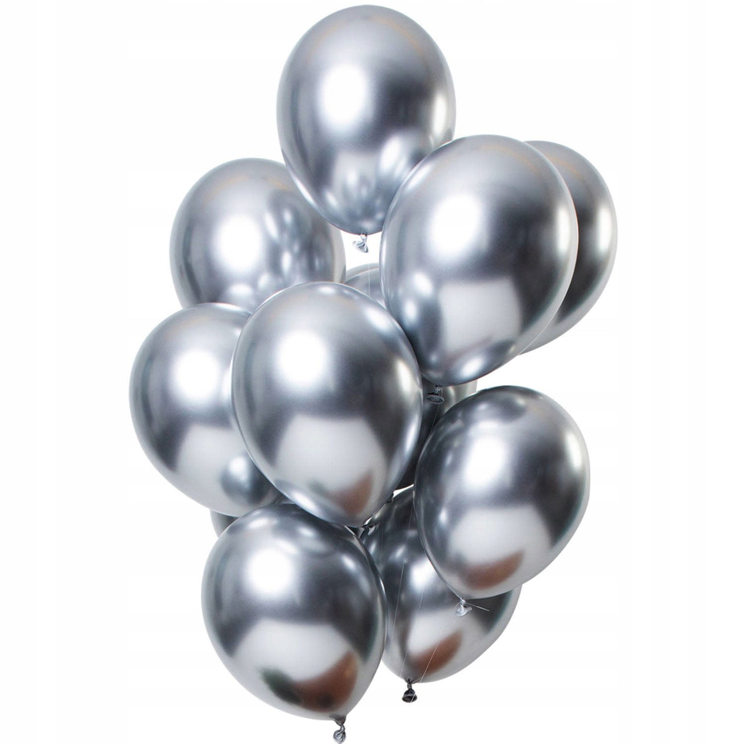 Baloane Latex - Set 10 Baloane din Latex Chrome, Flippy, Model Party, 13 cm, Silver, 1 g