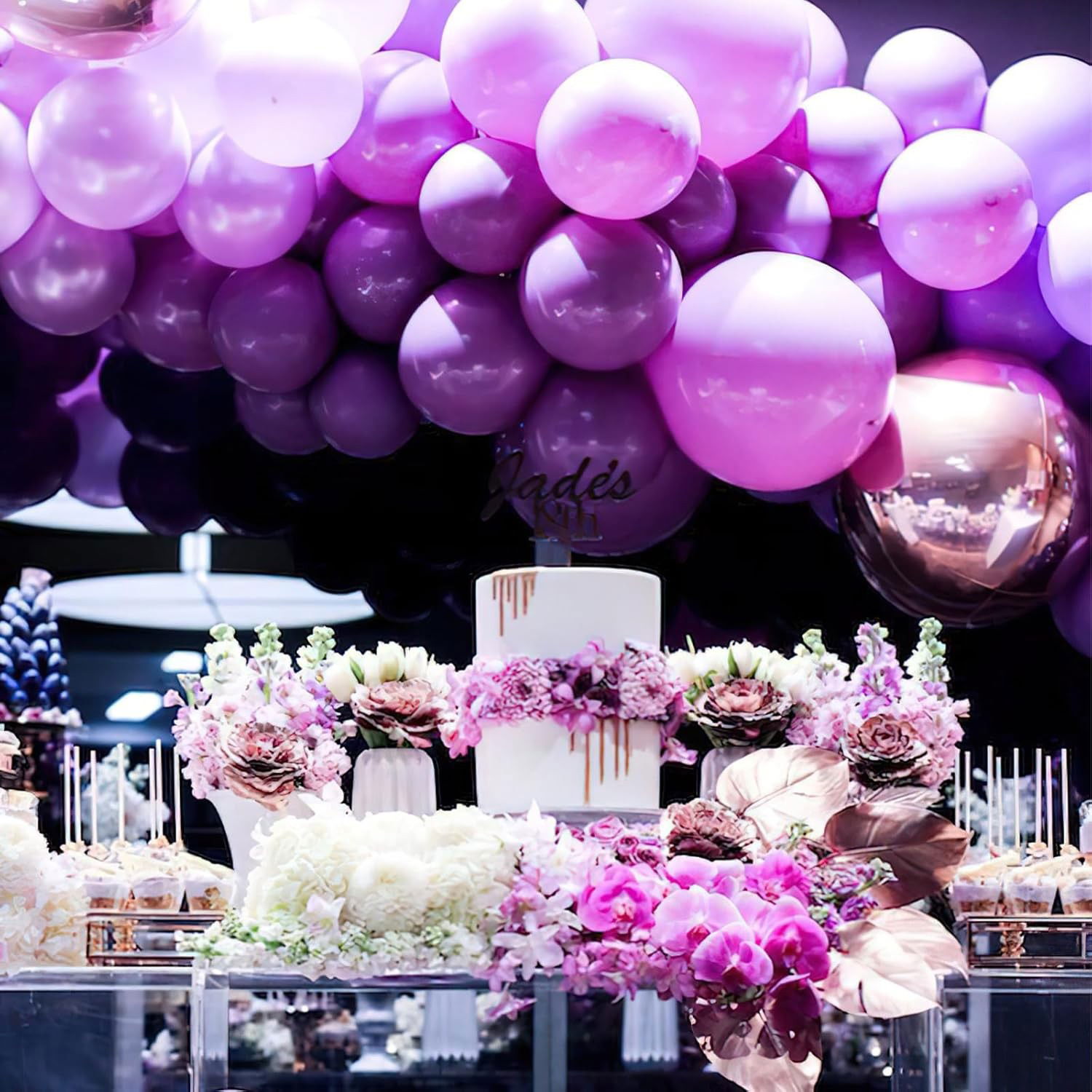 Petrecere - Set 10 Baloane din Latex Chrome, Flippy, Model Party, 23 cm, Diferite Nuante Mov, 2.2 g