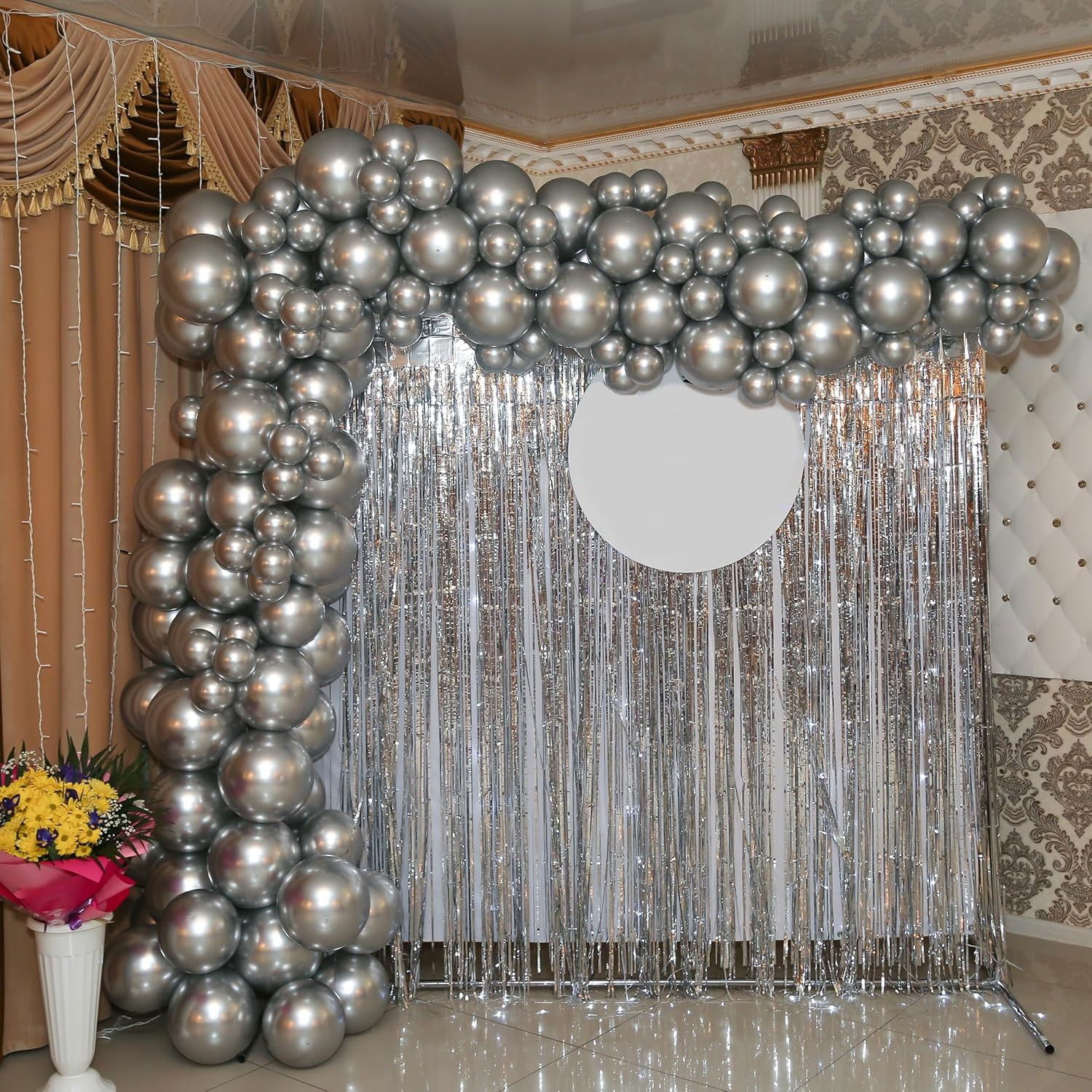 Set 10 Baloane din Latex Chrome, Flippy, Model Party, 13 cm, Silver, 1 g [4]