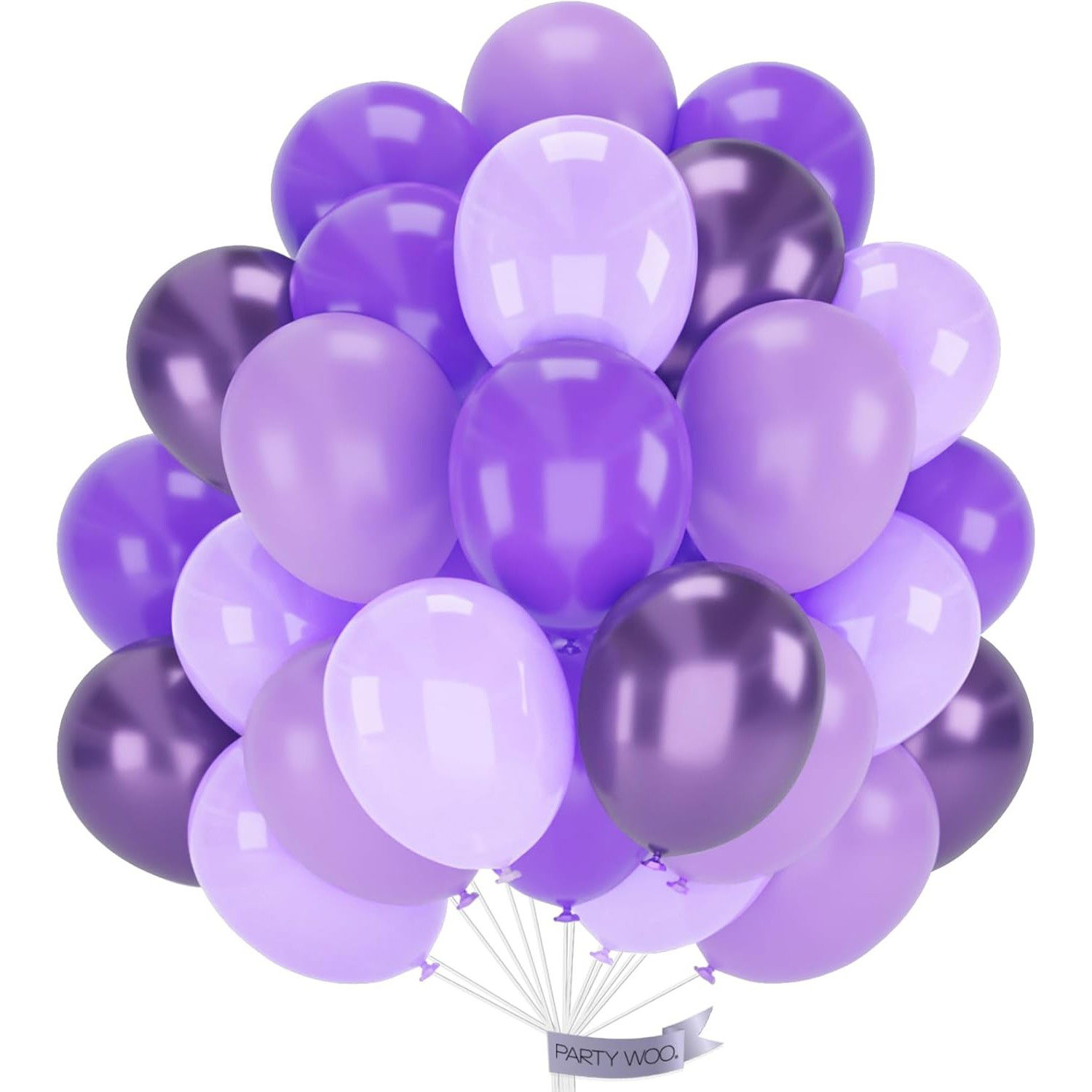 Set 10 Baloane din Latex Chrome, Flippy, Model Party, 23 cm, Diferite Nuante Mov, 2.2 g [5]