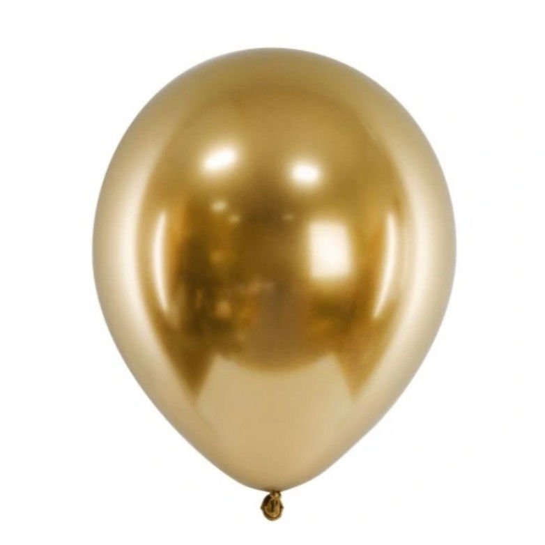 Set 10 Baloane din Latex Chrome, Flippy, Model Party, 13 cm, Gold, 1 g [5]